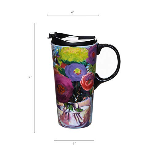 Topadorn Ceramic Travel Mug With Lid Coffee Cup With Lid Ceramic Mug With Matching Box, Flower #TOP6