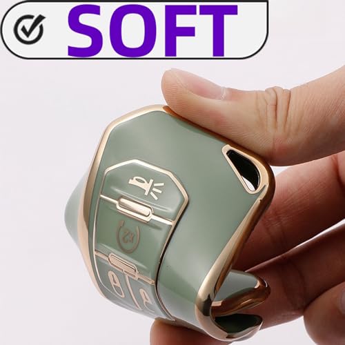 TOGAFEY Compatible with Jeep Key Fob Cover,Leather Keychain Soft TPU Protection Key Case for 2018 2019 2020 2021 2022 2023 Jeep Wrangler Gladiator JL JLU Rubicon 4 Buttons Smart Key,B White by TOGAFEY - Image 4