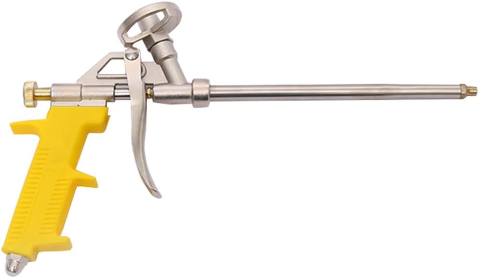 TopHomer Spray Foam Gun 12 3/4in, High Precision Foam Insulation Gun, One-hand Adjustment, for Caulking, Filling and Sealing(Yellow)