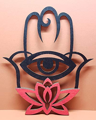 Hamsa - die Hand der Fatima Schutzsymbol aus Holz - rot/schwarz Cover