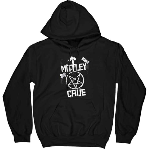 Sweat-shirt à capuche Motley Crue homme vêtement streetwear noir logo band rock