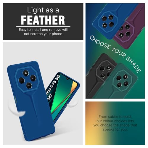 Image of WOW IMAGINE Back Cover for Redmi A4 5G | Poco C75 5G | 14C 5G | Poco M7 | Blade Series Ultra Thin Case with Lightweight Design | Camera Protection | Soft Matte Silicone Flexible Mobile Case - Blue