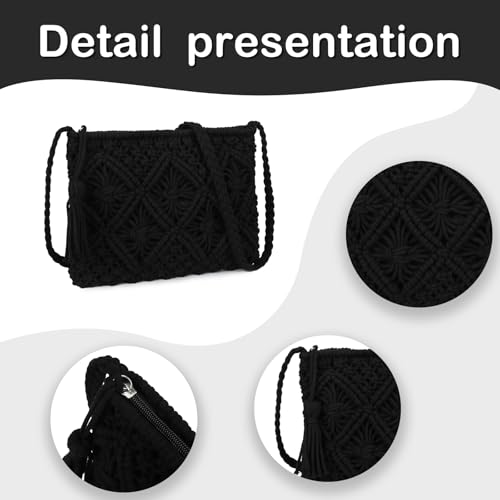 Image of Gladdon Bohemian Small Crossbody Bag for Women Stylish Woven Shoulder Purse | Hand Weaving,Small Boho Crossbody,Lightweight,with Tassel,Travel Vacation,Daily Use,Sturdy Straps,Showcasing Individuality