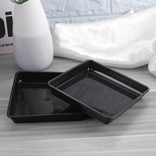 Yardwe Plant Drip Trays,10Pcs Resin Plant Trays For Indoors, Flower Pot Planter Tray Home Square Drip Tray Black 15.00X15.00X2.30Cm #TOP3