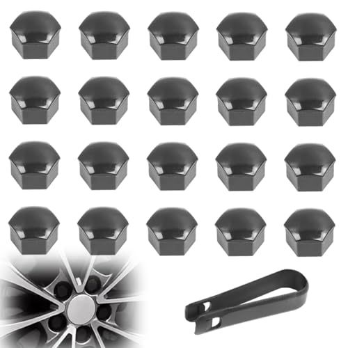 KYLOS Tapas para Tuercas de Rueda - 20 Unidades de 17 mm - Cubiertas Hexagonales para Neumáticos - Compatible con Caravanas y Vehículos - Fácil Instalación y Resistente a UV