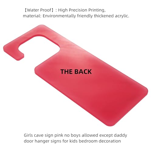 Image of Girls Bedroom Decorative Sign Pink No Boys Allowed Except Daddy Door Hanger Signs 4 Inches x 9.9 Inches Acrylic