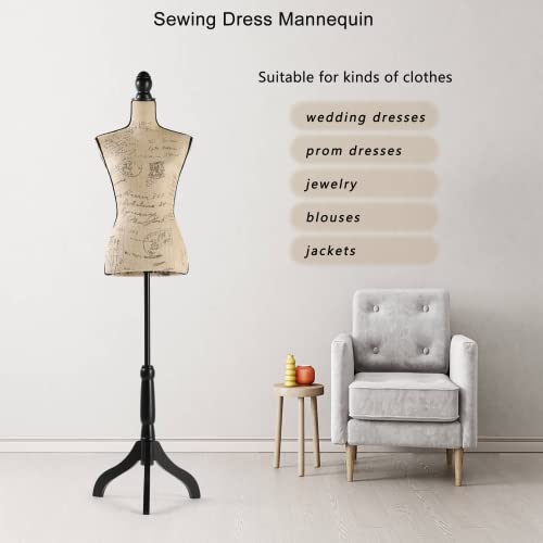 Encomle Dress Form Female Mannequin Torso, Height Adjustable Mannequin Body With Stand For Sewing, Display, Brown #TOP4