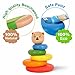 Bimi Boo Wooden Rainbow Stacking Rings for Toddlers - Ring Stacker Baby Toy with Roly-Poly Base - Montessori Early Counting Toy, Size Recognition Learning Activity - Ideal Baby Gift (5 Rings)