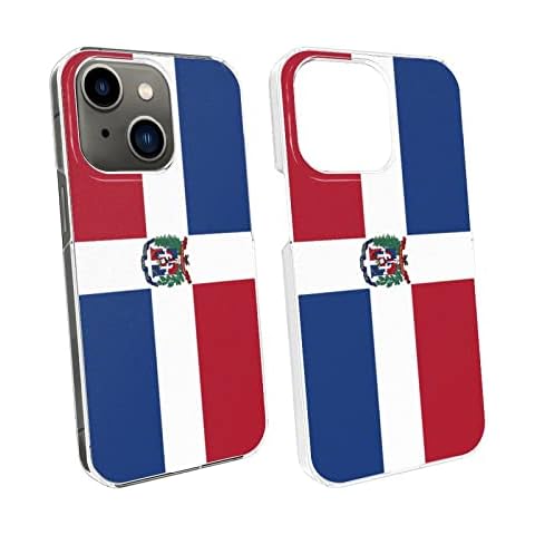 Sauyet Suitable for iPhone 13 mini mobile phone case PC material mobile phone case with Dominican Republic flag pattern Clear Cover