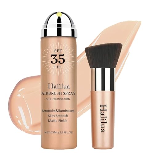 Sunscreen Airbrush Foundation Makeup Spray,SPF 35,Full Coverage Foundation for Mature Skin,Silky Mist Spray Makeup,Long Lasting Waterproof Concealer for Color Correction(#01 Natural)