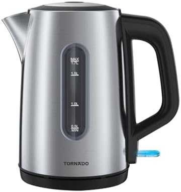 Tornado Stainless Steel Electric Kettle 1.7 Liter, 2200W, 360° Ro...