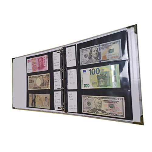 Mudor 120 Pockets Banknote World Currency Collecting Album, Classic Binder Paper Money Collection Storage Book Album Supplies Holder For Bill Note Stamp Collector Display #TOP7
