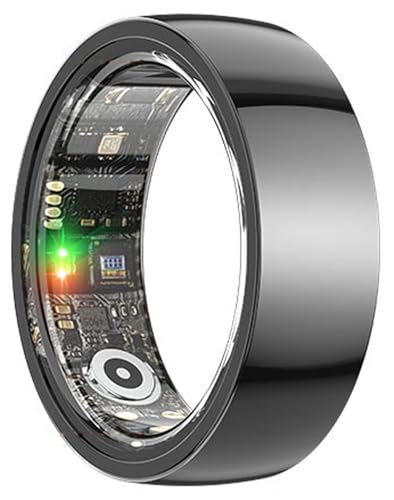 スマートリング スマート指輪 fitness ring Bluetooth指輪 セラミック製 体調管理 H-R/B-P/SP-O2飽和度 睡眠データ検測 活動量計 歩数計/消費カロリー/距離 防水 リモートカメラ 軽量 IOS/Android対応 ギフト (ブラック, #10/円周62.2mm)