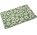 TUBAMQ Vintage Groovy Flower Door Mat, 17 x 30 Inch Welcome Doormat Decorative Home Floor Mat, Non Slip Rubber Back and Strong Water Absorption for Outdoor Indoor Entrance Decor
