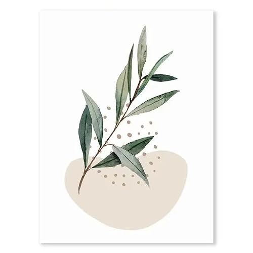 Sage Green Bohemian Wall Art Nordic Abstract Plant Leaves Canvas Prints for Modern Home Decor Wall Art Prints Ideal(30x40cm(12x16in)/No frame)