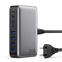 200W Caricatore USB C Multiplo, GaN III 8-Port 65W Caricabatterie PPS PD QC Alimentatore