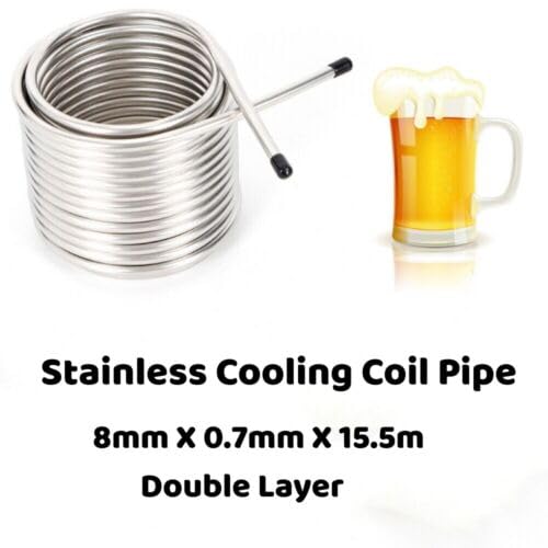 HinLIaDa 50' Mini Wort Chiller, 2 layers Coil Stainless Steel Home Brewing Beer Cooling Immersion, Wort Chiller Gepphill, Food Grade Water Chiller for Ice Bath Beer Brewing Tubing Coil