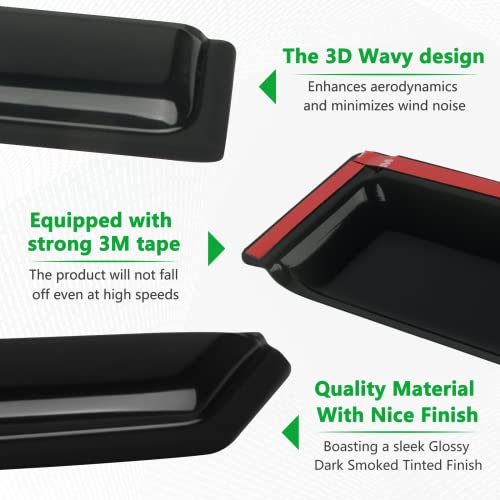 4Pcs Rain Guards Window Visors Wind Deflector Fits For 2003-2008 Honda Pilot, Front & Rear Outside Mount Vent Shade #TOP2