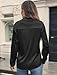 Neweek Button Down Satin Blouses for Women Dressy Casual Lapel V Neck Shirts Loose Business Work Tops Black