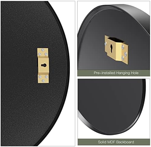 Dripex 50cm Round Mirror, Circle Hanging Wall Mirror - Home Decorative Wall Mounted Vanity Mirror for Bathroom, Dressing Room & Living Room, Black