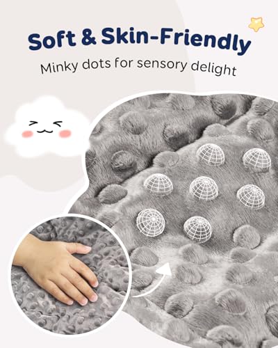 Image of Kivik Weighted Lap Pad, Minky Dots Small Weighted Blanket 2lbs, 20 inchx30 inch, Ultra-Soft Weighted Throw Blankets, All-Season Cozy Breathable Mini Lap Blanket for Calming and Better Sleep, Washable, Grey
