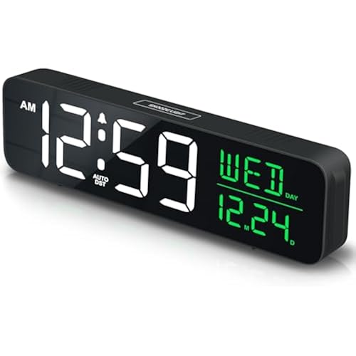 Peakeep Large Display Digital Alarm Clock for Bedroom with Date Day of Week