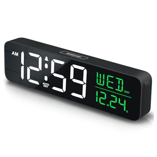 Peakeep Large Display Digital Alarm Clock for Bedrooms, Desk Table Clocks for Living Room Office, Loud for Heavy Sleepers Adults, Dimmable Plug in Electric Clock with Date Day of Week Temp Auto DST