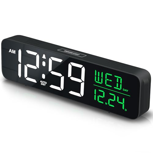 Peakeep Large Display Digital Alarm Clock for Bedrooms, Date Day of Week Calendar Desk Table Clocks...