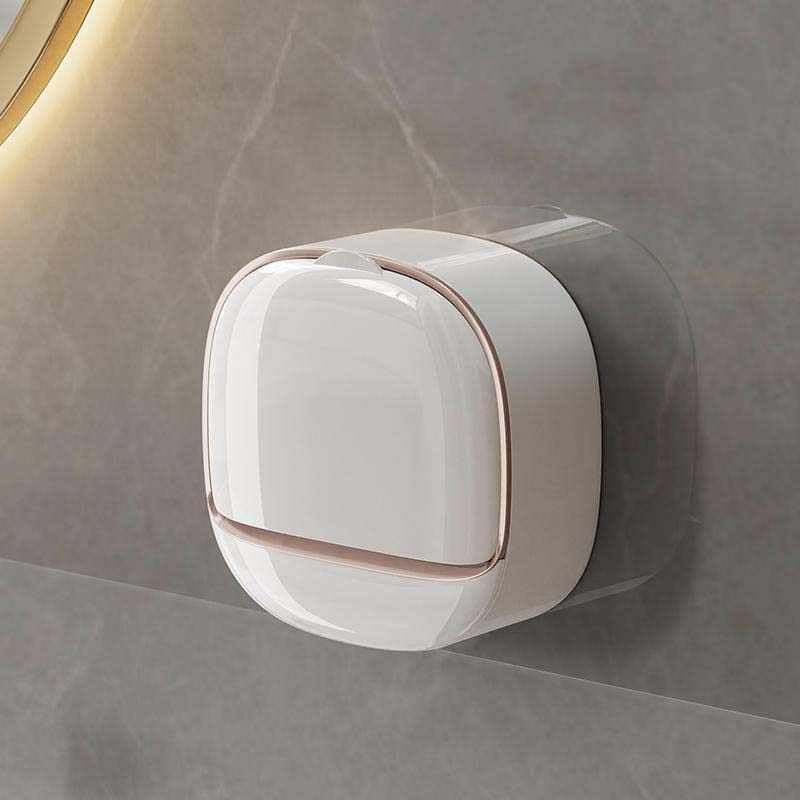 Image of 2 Pcs Waterproof Soap Dish Holder | Luxury Soap Holder with Drain Tray Keep Soap Bars Dry | Adhesive Soap Box Wall Suction Mounted for BathroomStickable Modern (White)
