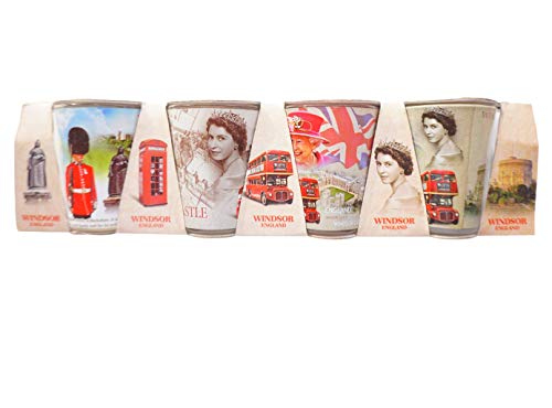 Famous London Scene Icons - Juego de 4 vasos de chupito (recuerdo de Londres) Cover