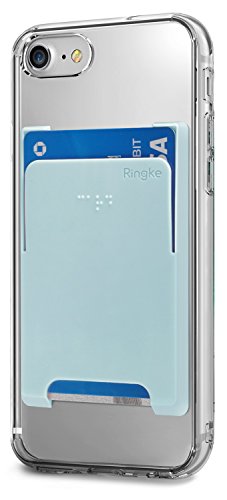 Ringke Slot Card Holder [Sky Blue] Minimalist Slim Hard Premium PC Mini Clip ID/Adhesive 3M Sticker Credit Card Sleeve Attachment for iPhone, iPad, Android, Samsung Galaxy, LG, Google Accessory