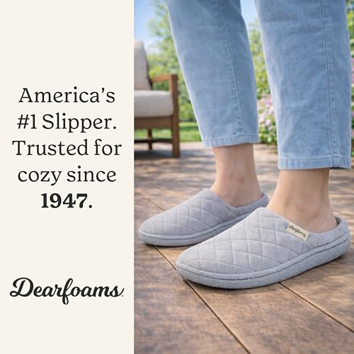 Dearfoams Women's Velour Clog Slipper, Sleet, Large