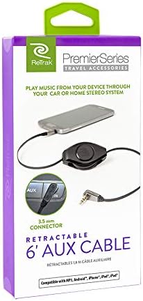ReTrak ETPRAUX Premier Retractable 6-Feet Auxiliary Cable