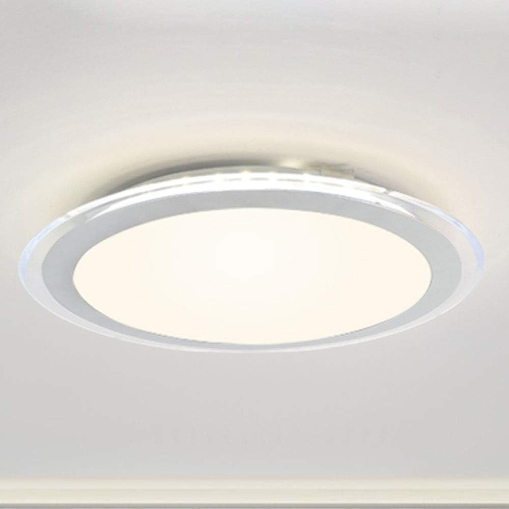 AUDIAN Ceiling Lights Flush Mount Ceiling Lighting Fixture Sliver Ring&White Acrylic Shade Dimmable LED 17.3Inch Bright White 1980LM 4000K Ceiling Mount Light for Living Room Dining Room Bedroom