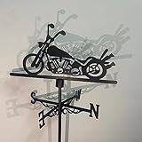 Metal Weathervane Roofs Decor Retro Motorcycle Weather Vane, Iron Art Garden Ornaments Outdoor, Wind Vane for House Garage Cupola Barn or Pavilion