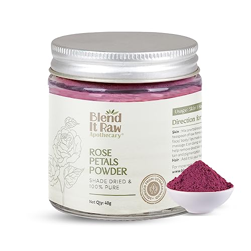 Blend It Raw Apothecary Rose Petals Powder, 40g for Face Pack, Lip Scrub& Body Scrub [Glass Bottle]