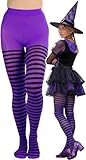 ToBeInStyle Girl’s Adorable Fun and Trendy Colorful Striped Comfy Tights - Black/Purple - 1-3T