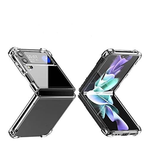 Funda Compatible con Samsung Galaxy Z Flip 4 5G,Ultra Fina Silicona TPU Carcasa Cuatro Esquinas Anti-caíd Protección Esquina Parachoques,Transparente Cover