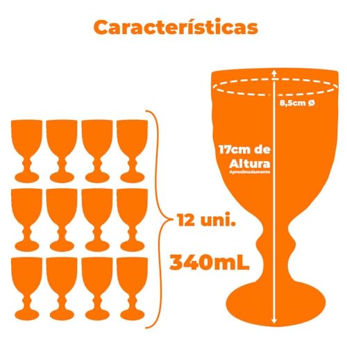 Conjunto de Taças de Vidro Transparente 12 peças 340ml Galaxy - Casambiente