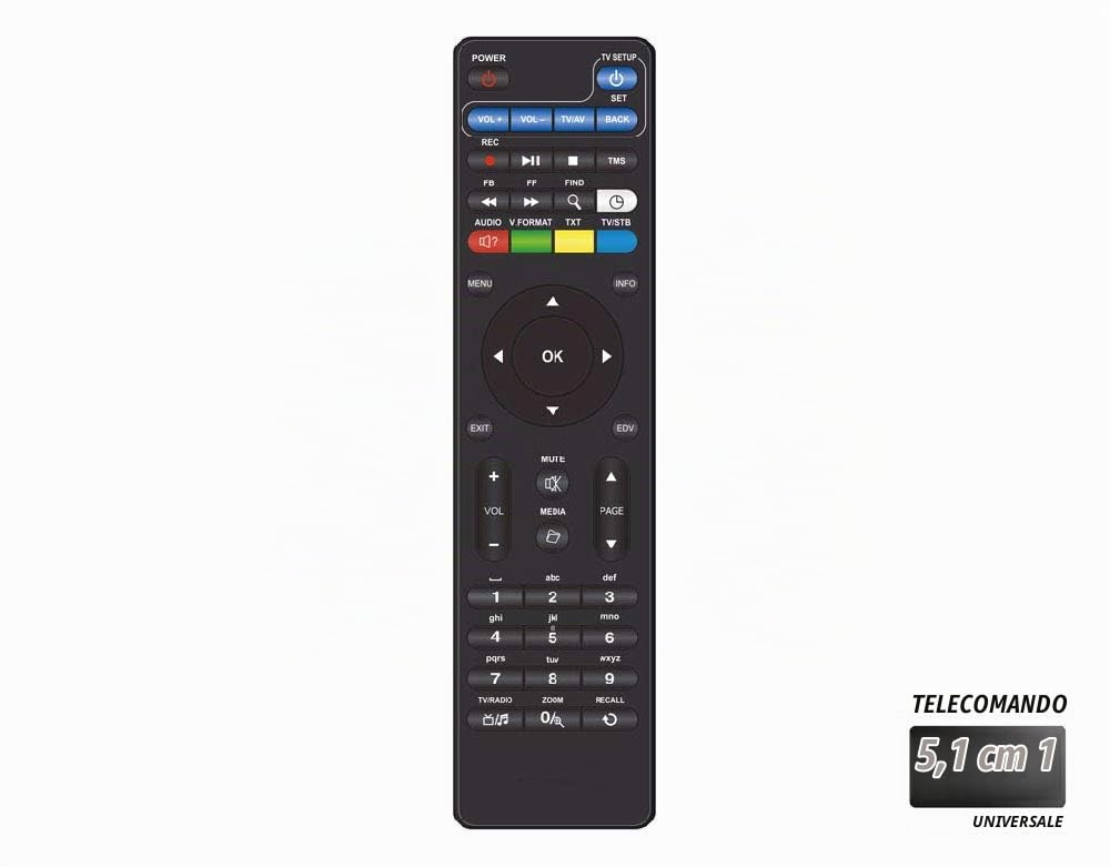 ANFEL S2 Decoder Satellitare Full HD Compatibile Con TV satellitare Rai Satellite e Tv Svizzera Italiana S2 DVB-S2 HEVC H265 MAIN 10,Telecomando Universale 2 in 1 per il ricevitore e la TV