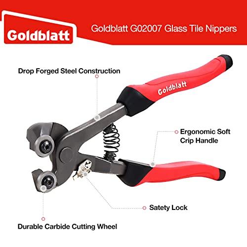 Goldblatt 2 Piece Glass Tile Nippers Set - Heavy Duty Wheeled Glass Mosaic Nipper & Hd Ceramic Tile Nipper, Tile Cutter Pliers Soft-grip Handle - Shapping Plier, Nipper Cutting Tools, Stone, Metal by Goldblatt - Image 2
