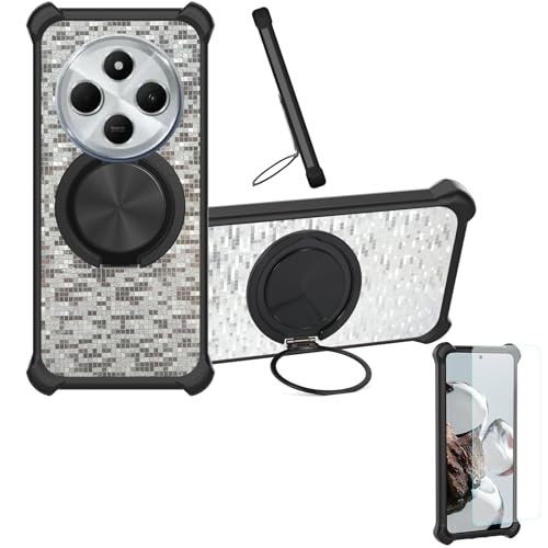 �Ή� Redmi 14c �P�[�X Phone Case [1�� 9H+�d�x���� �K���X�t�B����][360°��]���X�^���h�A�}�O�l�b�g��]CX-21-HEI