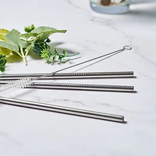 Foto von InJolly 12 Der Set Strohhalm Edelstahl, 6mm Metall Strohhalm, Trinkhalme wiederverwendbar mit 2 Reinigungsbürsten, Ideal Für Saft, Cocktail, Getränke