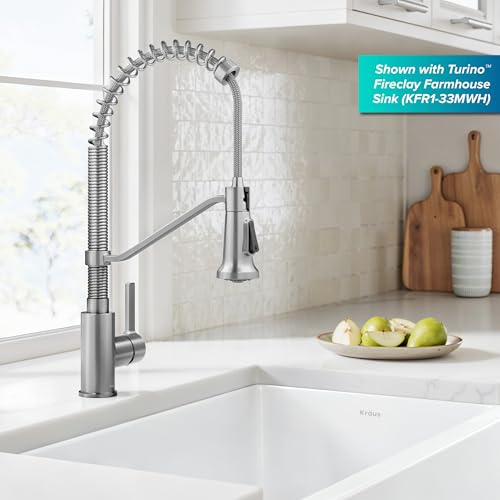 Image of KRAUS Britt Commercial Style 2-Function Single Handle Pull Down Kitchen Faucet in Spot-Free Stainless Steel, KPF-1693SFS