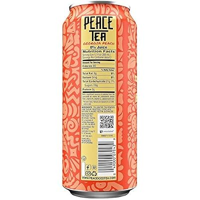 Peace Tea Caddy Shack Peach Flavored Tea, 12 fl oz, Pack of 24