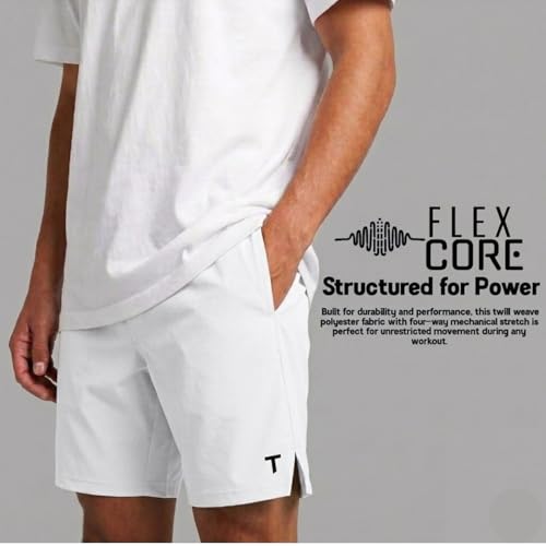 Image of Tanso Polyester Lightweight Gym Shorts for Men (Badminton Shorts for Men, Workout Sports Short for man, Stretch Activewear Short for Running, Gym, Yoga for Boys) (Frost White)