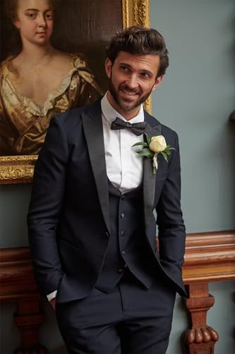 Men's Tuxedo Slim Fit 3 Piece Suits for Men Elegant Wedding Prom Suits One Button Dinner Party Blazer Vest Pants Set4