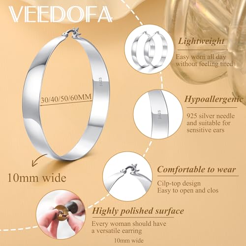 VEEDOFA Hypoallergenic Large Silver Hoop Earrings for Women - 925 Sterling Silver, Lightweight & Stylish for Every Occasion - Image 3