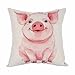 Moslion Pig Pillow Lovely Pink Pig Watercolor Cotton Linen Pillow Covers Square Pillow Cases for Men Women Boys Girls Kids Cushion Pillowcase Sofa Bedroom Livingroom 18"x18" Pink