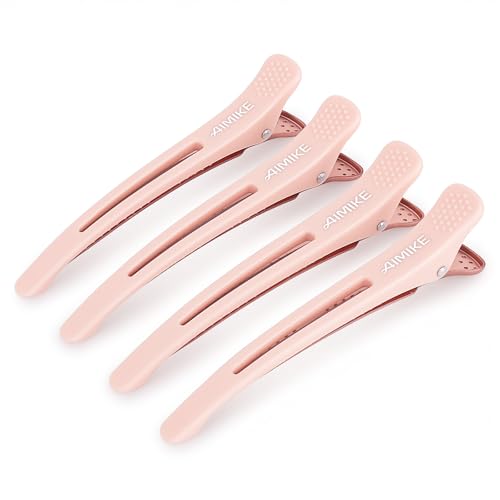 新色登場 AIMIKE 4本入れ ダッカール 美容師 ヘアクリップ 前髪クリップ 跡がつかない クリップ しっかりとまる ダッカールピン ブロッキング 髪留め 強力 ダッカール 大きめ 滑りにくく カールクリップ 散髪用クリップ セルフカット スキンカラー